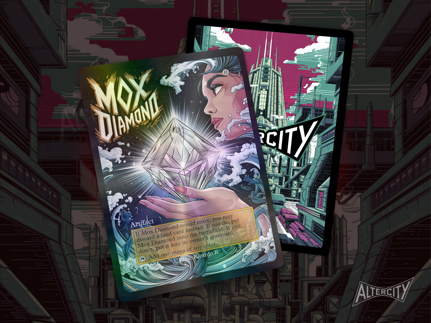 Mox Diamond (v2) - MTG Custom Cards, Commander alternate art - Magic MTG Alters Full Art
