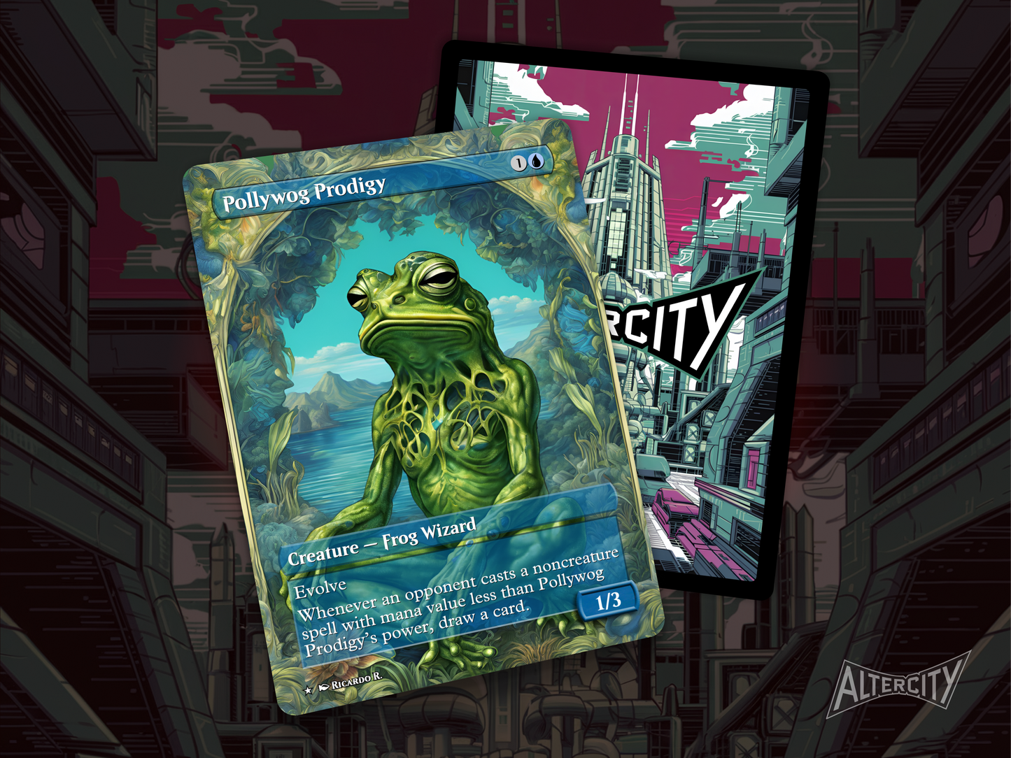 Pollywog Prodigy (v2) - MTG Custom Cards , Commander alternate art - Magic MTG Alters Full