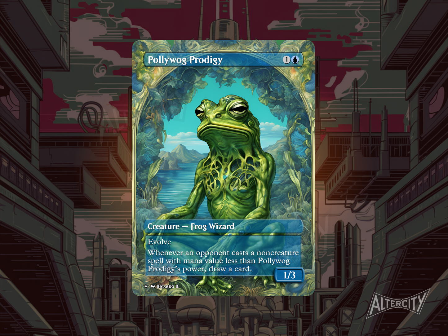 Pollywog Prodigy (v2) - MTG Custom Cards , Commander alternate art - Magic MTG Alters Full