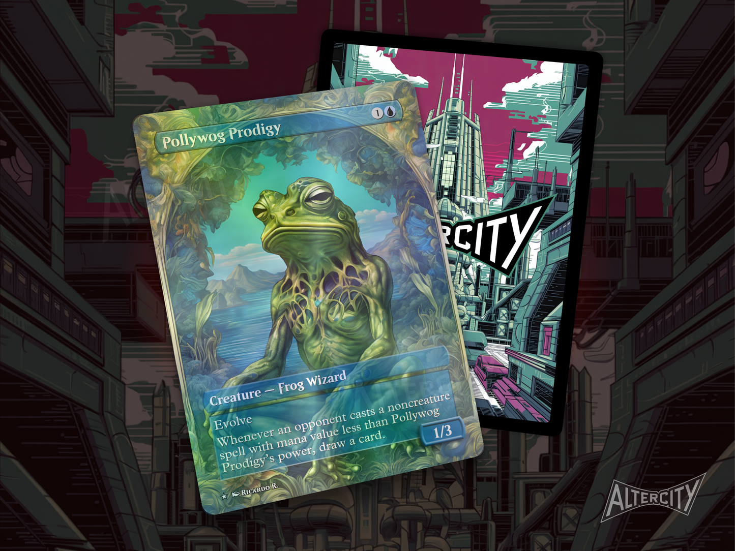 Pollywog Prodigy (v2) - MTG Custom Cards , Commander alternate art - Magic MTG Alters Full