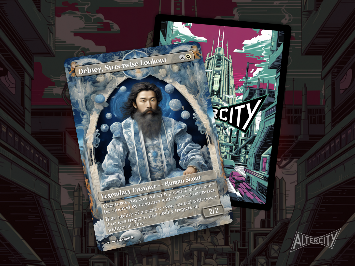 Delney, Streetwise Lookout (v2) - MTG Custom Cards, Commander alternate art - Magic MTG Alters Full