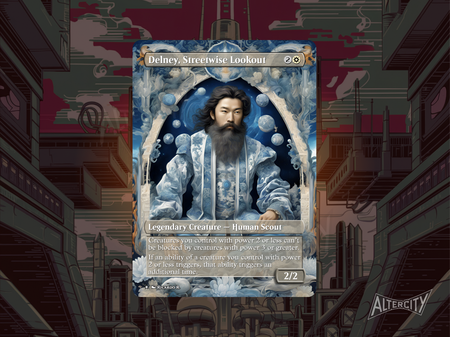 Delney, Streetwise Lookout (v2) - MTG Custom Cards, Commander alternate art - Magic MTG Alters Full
