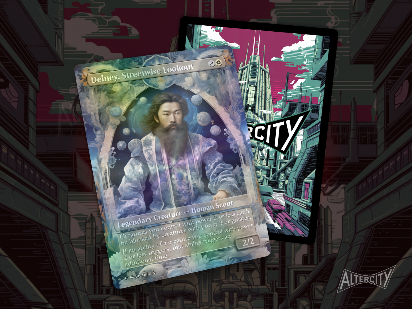 Delney, Streetwise Lookout (v2) - MTG Custom Cards, Commander alternate art - Magic MTG Alters Full