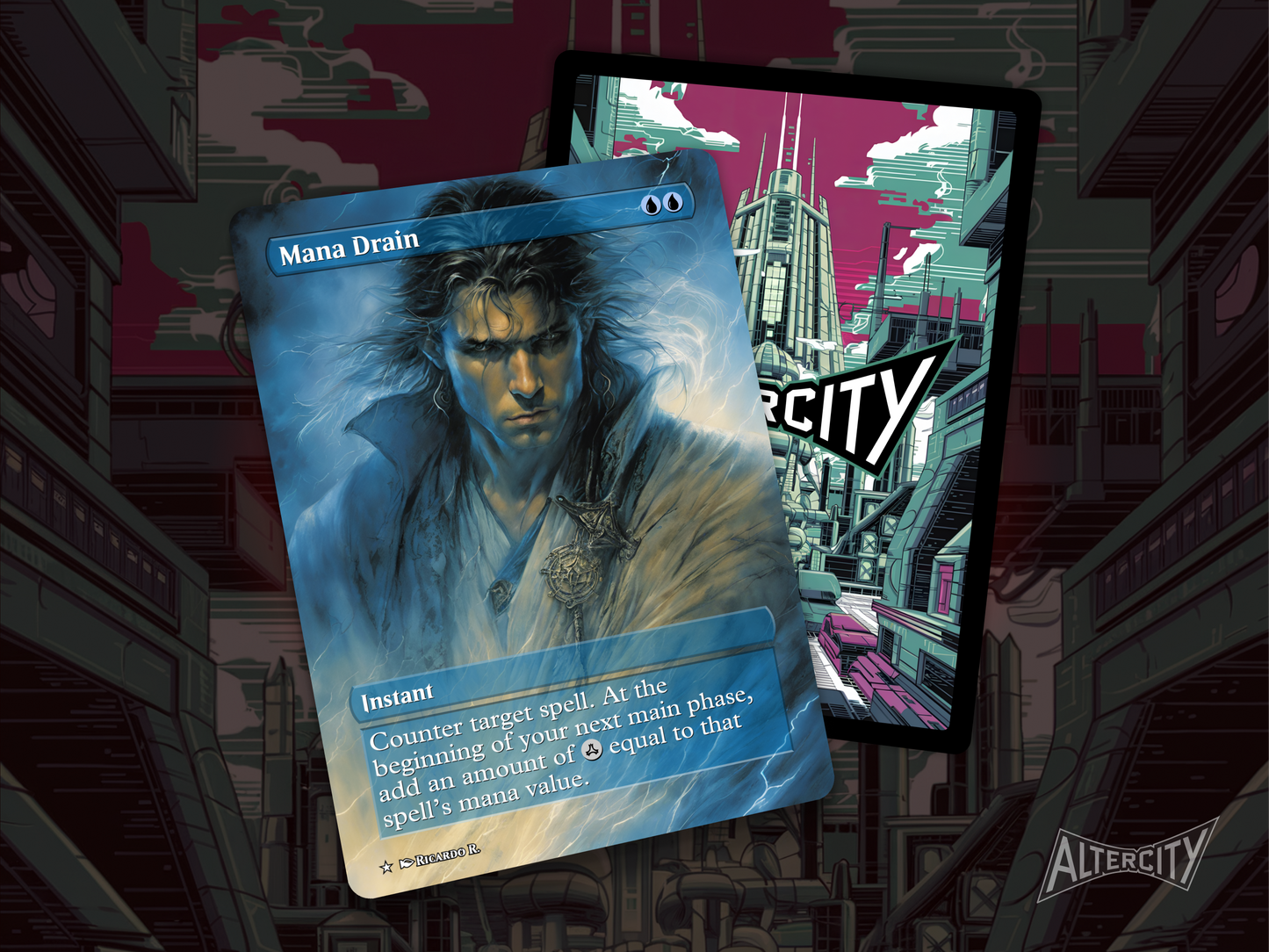 Mana Drain - Full Art Borderless - MTG Custom Cards, Commander, Edh and Cedh High Quality Altered Proxies