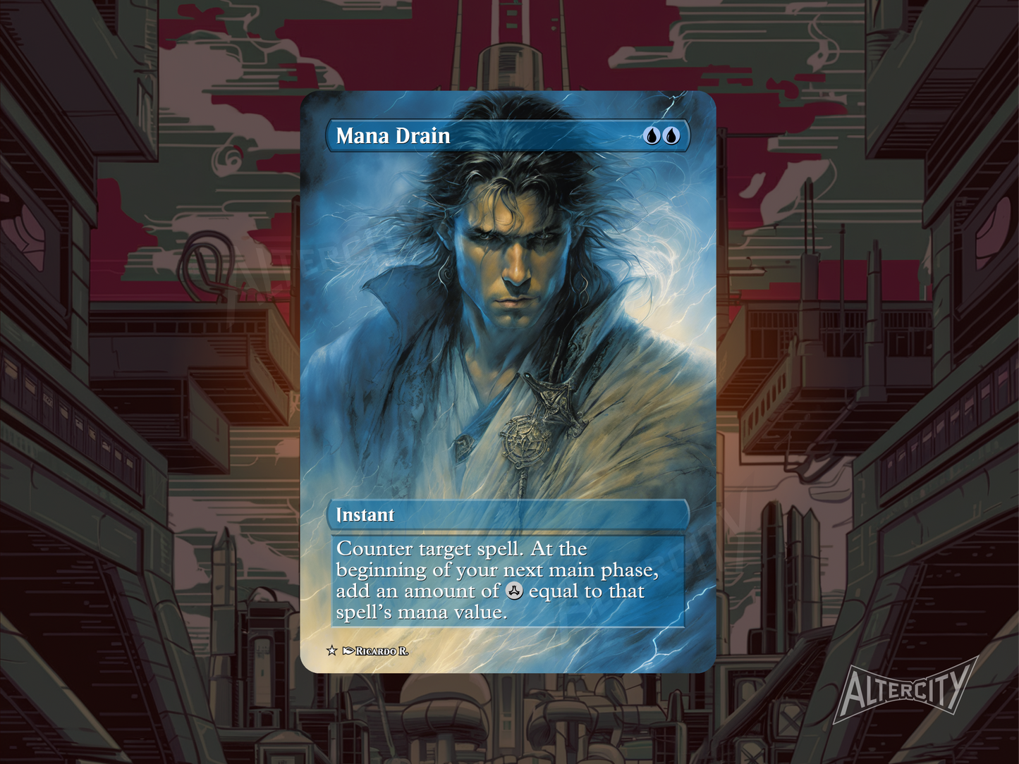 Mana Drain - Full Art Borderless - MTG Custom Cards, Commander, Edh and Cedh High Quality Altered Proxies