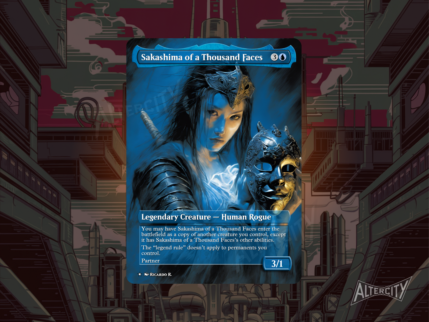 Sakashima of a Thousand Faces (v2) - Full Art Borderless Alter - MTG Custom Cards, Commander, Edh and Cedh High Quality Altered Proxies