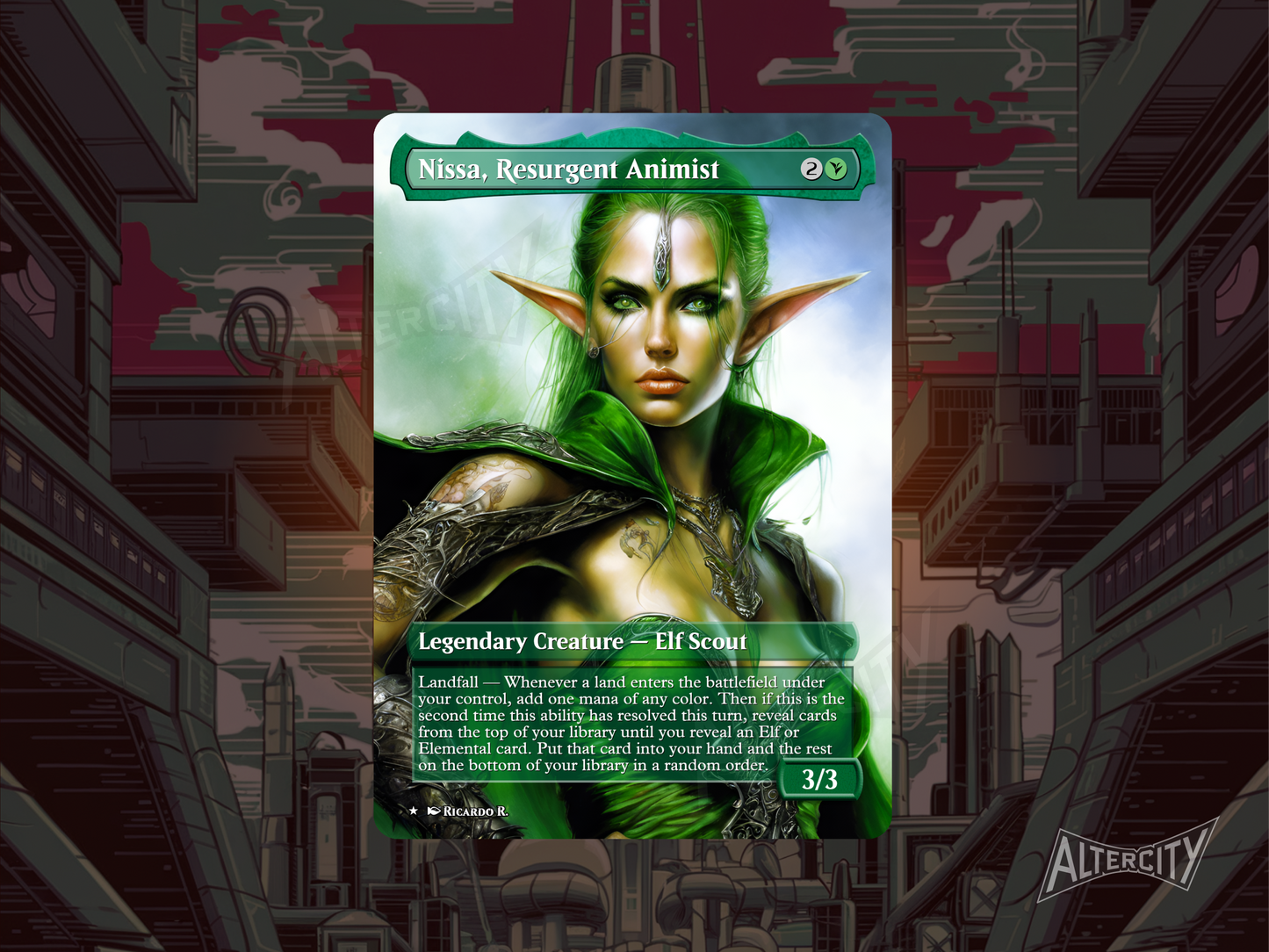 Nissa, Resurgent Animist - MTG Custom Cards , Commander alternate art - Magic MTG Alters Full
