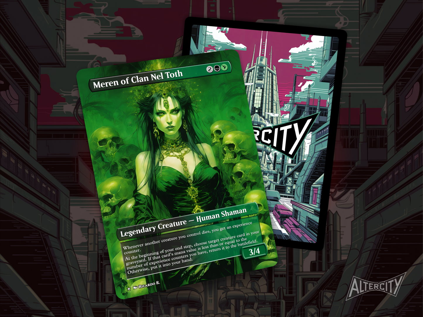 Meren of Clan Nel Toth - Full Art Borderless - MTG Custom Cards, Commander, Edh and Cedh High Quality Altered Proxies