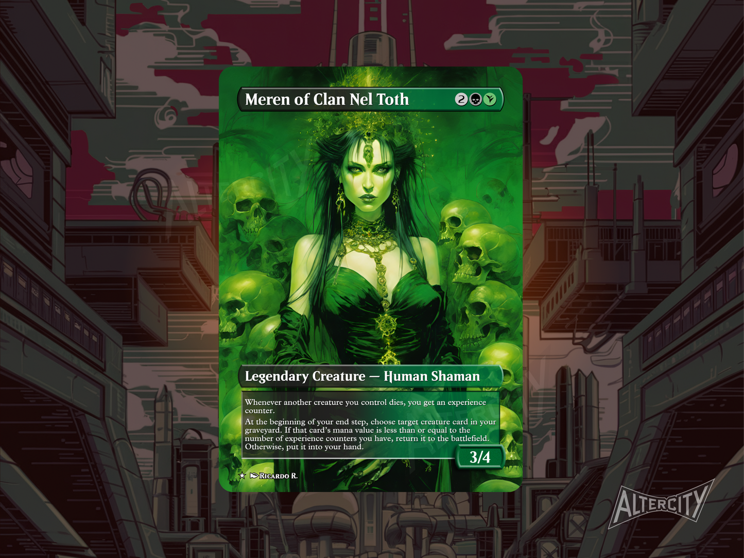 Meren of Clan Nel Toth - Full Art Borderless - MTG Custom Cards, Commander, Edh and Cedh High Quality Altered Proxies