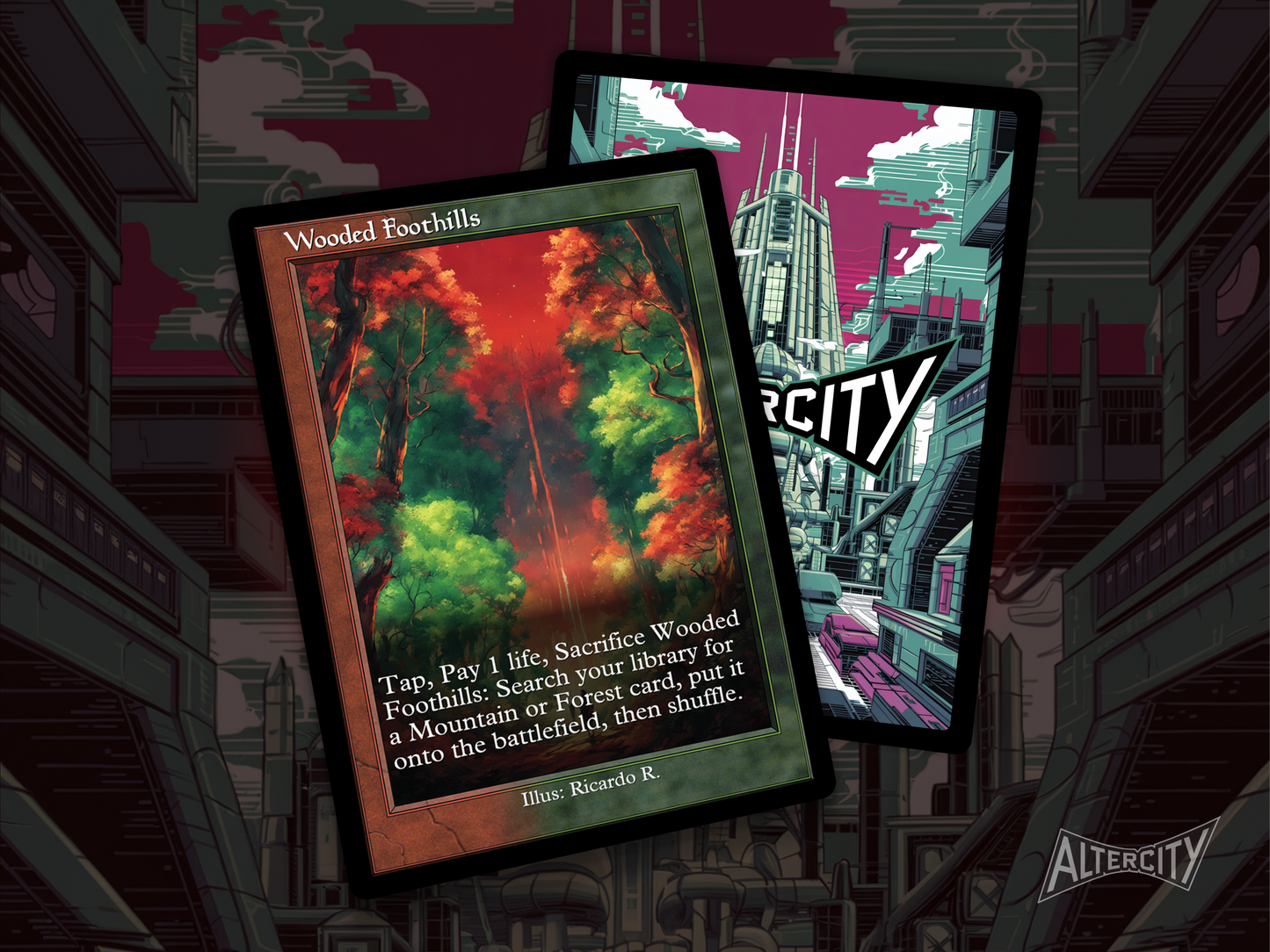 Wooded Foothills (v2) - Mtg Custom Cards, Commander, Edh and cEDH High Quality Altered Proxies
