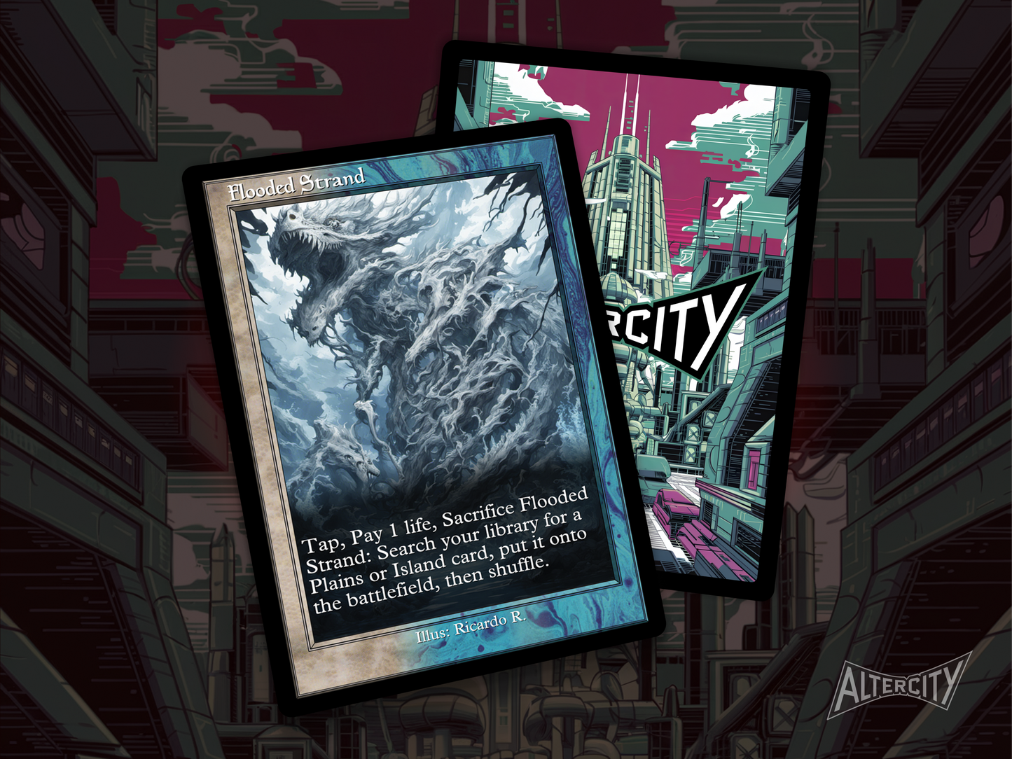 Flooded Strand (v2) - Mtg Custom Cards, Commander, Edh and cEDH High Quality Altered Proxies