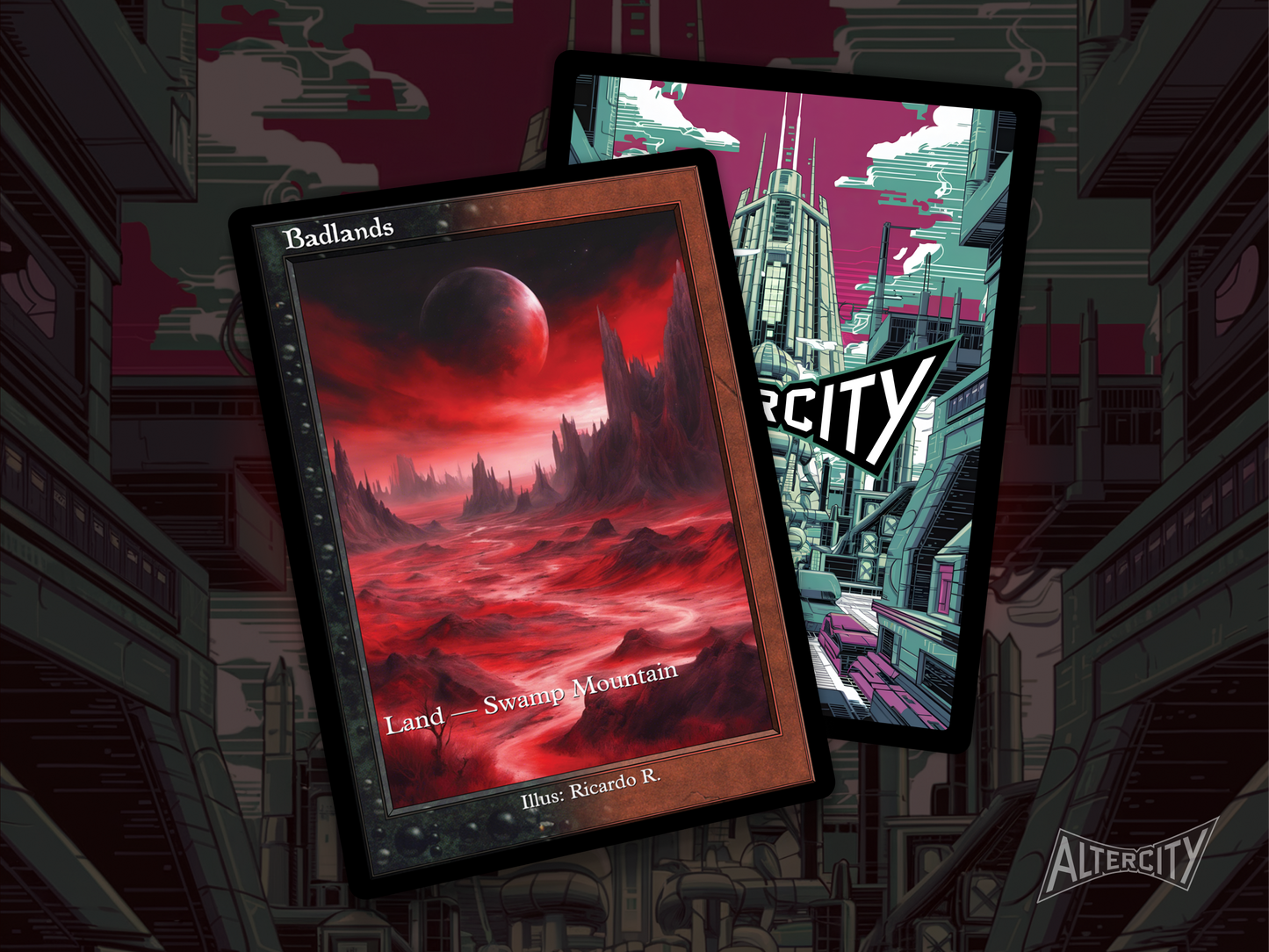 Badlands (v2) - Dual Land Old School Retro Frame Alter - Mtg Custom Cards, Commander, Edh and cEDH High Quality Altered Proxies