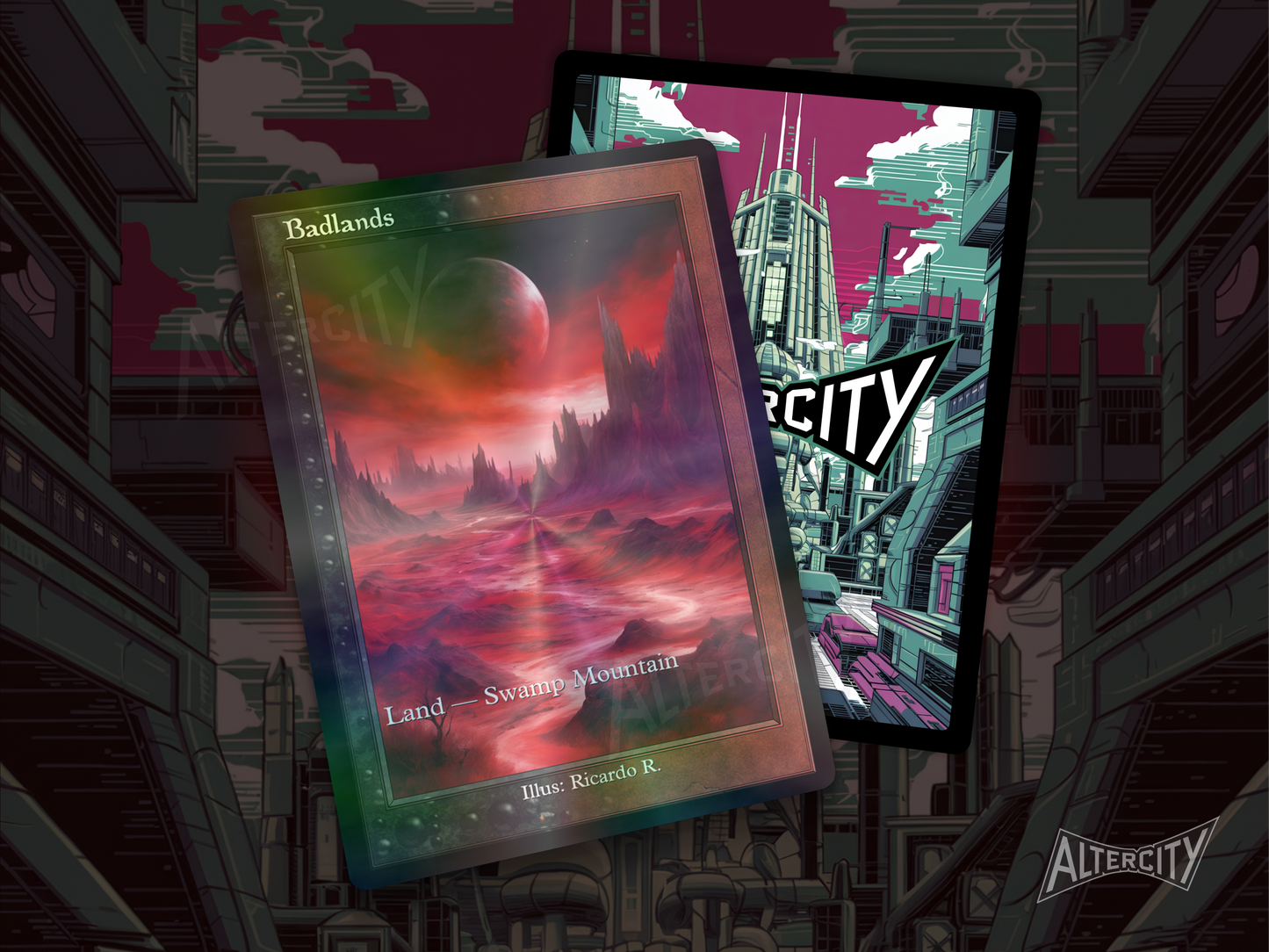 Badlands (v2) - Dual Land Old School Retro Frame Alter - Mtg Custom Cards, Commander, Edh and cEDH High Quality Altered Proxies