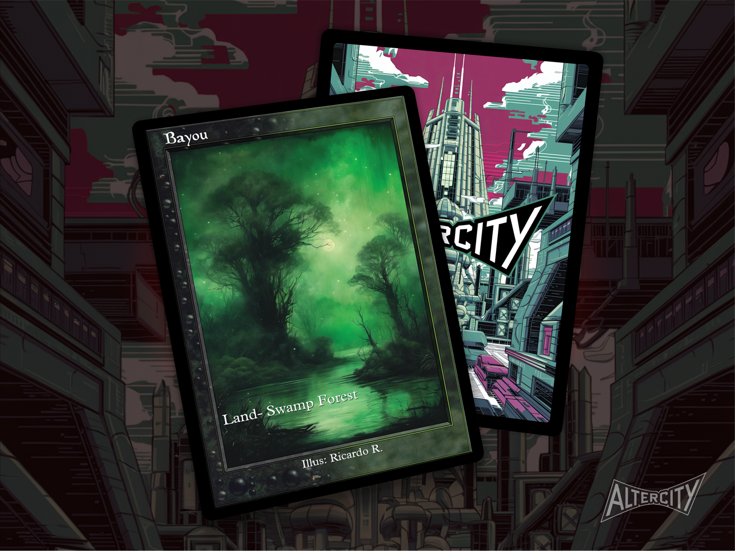 Bayou (v2) - Dual Land Old School Retro Frame Alter - MTG Custom Cards, Commander, EDH and CEDH High Quality Altered Proxies