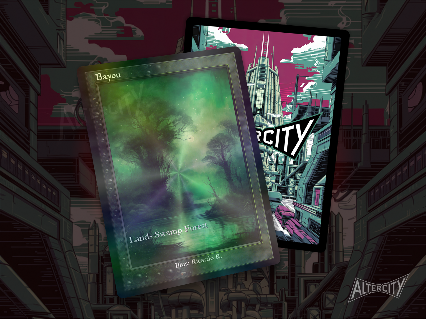 Bayou (v2) - Dual Land Old School Retro Frame Alter - MTG Custom Cards, Commander, EDH and CEDH High Quality Altered Proxies