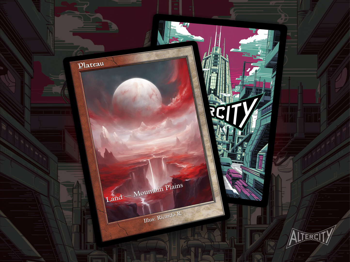 Plateau (v2) - Dual Land Old School Retro Frame Alter - Mtg Custom Cards, Commander, Edh and cEDH High Quality Altered Proxies