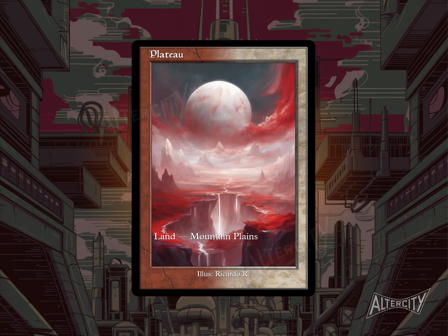 Plateau (v2) - Dual Land Old School Retro Frame Alter - Mtg Custom Cards, Commander, Edh and cEDH High Quality Altered Proxies