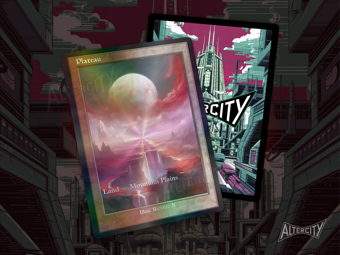 Plateau (v2) - Dual Land Old School Retro Frame Alter - Mtg Custom Cards, Commander, Edh and cEDH High Quality Altered Proxies