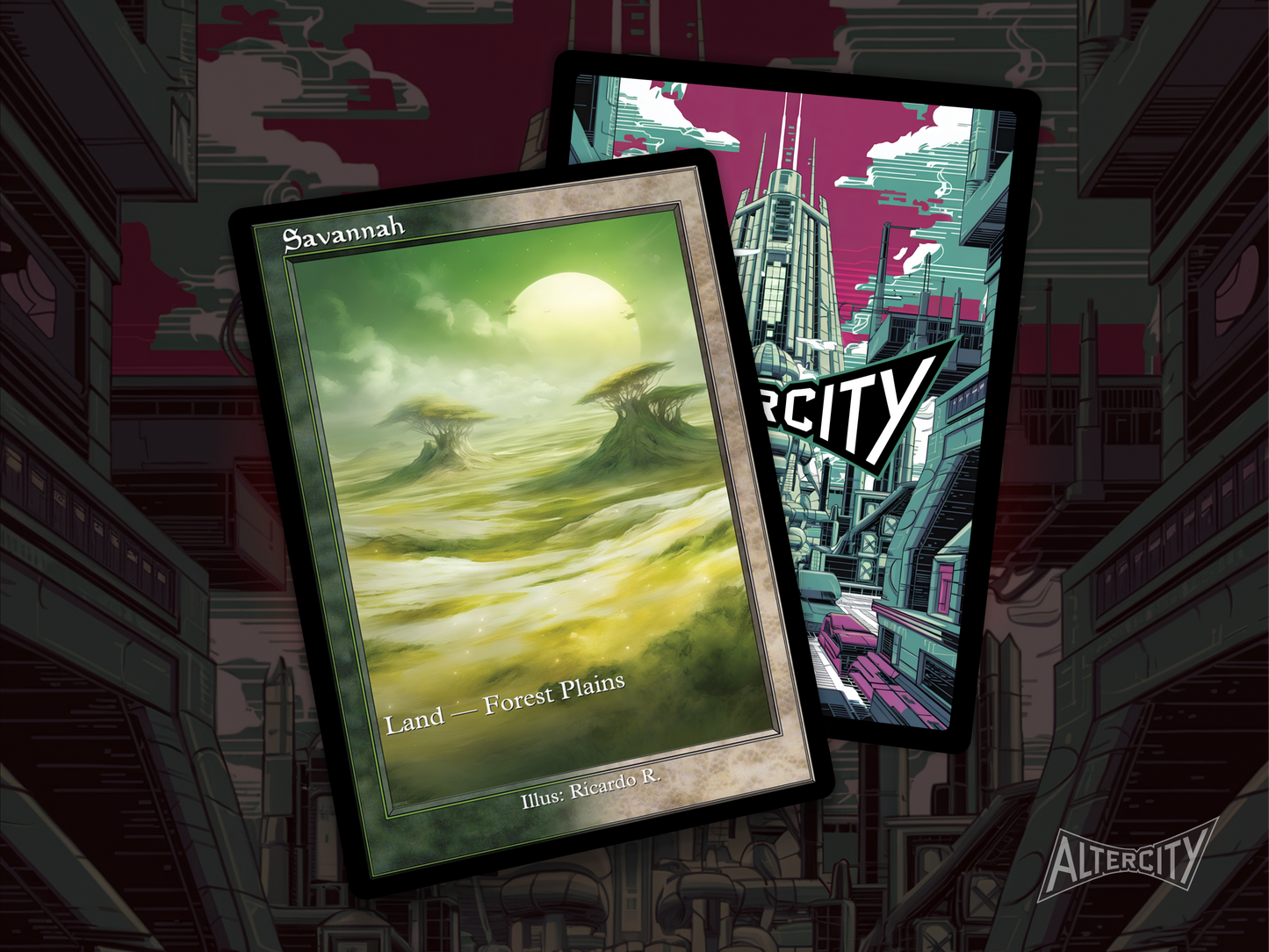 Savannah (v2) - Dual Land Old School Retro Frame Alter - Mtg Custom Cards, Commander, Edh and cEDH High Quality Altered Proxies