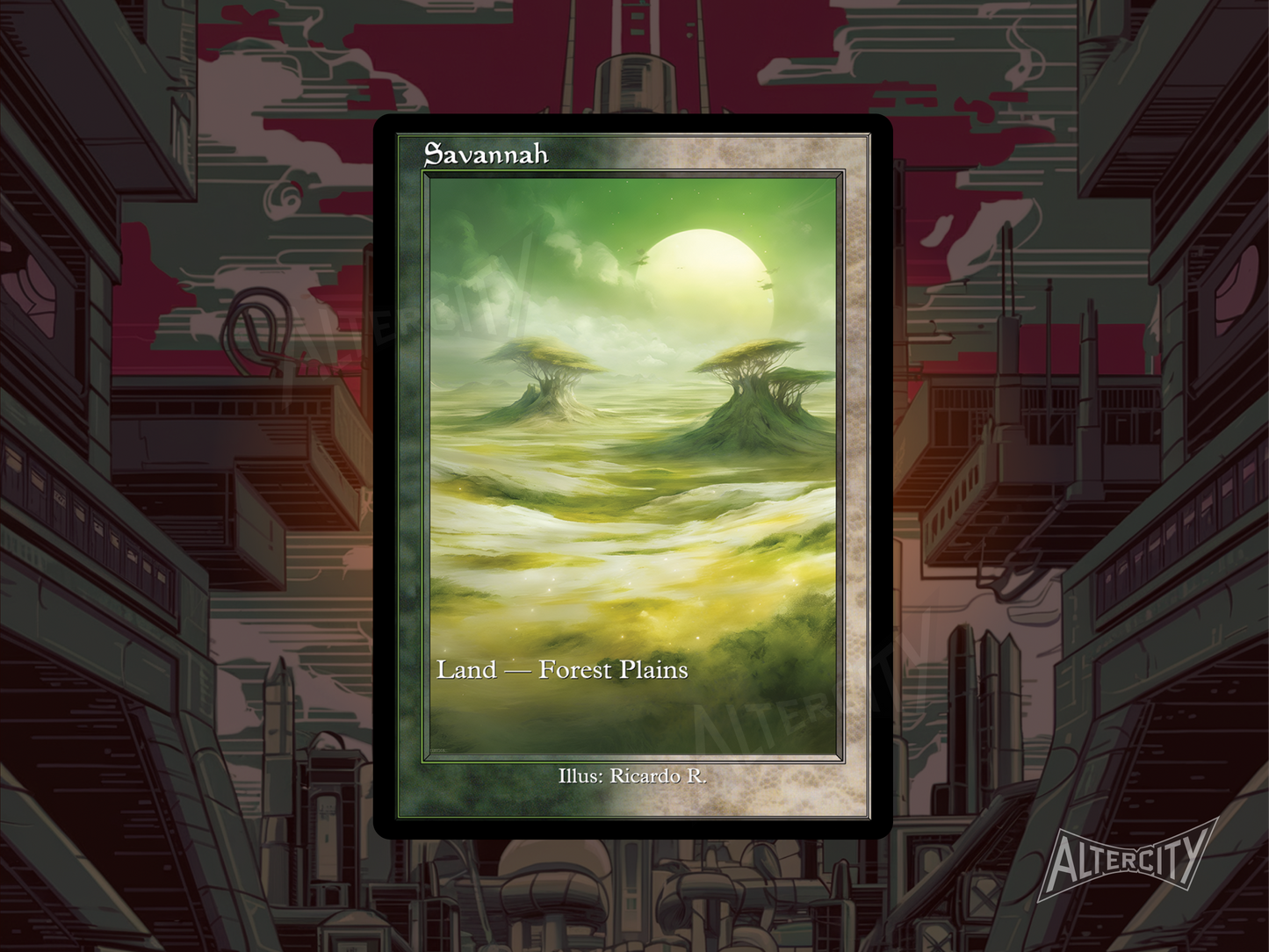 Savannah (v2) - Dual Land Old School Retro Frame Alter - Mtg Custom Cards, Commander, Edh and cEDH High Quality Altered Proxies
