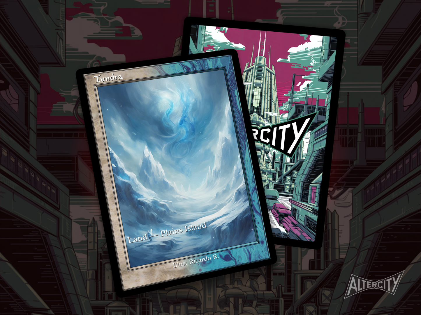 Tundra (v2) - Dual Land Old School Retro Frame Alter - Mtg Custom Cards, Commander, Edh and cEDH High Quality Altered Proxies