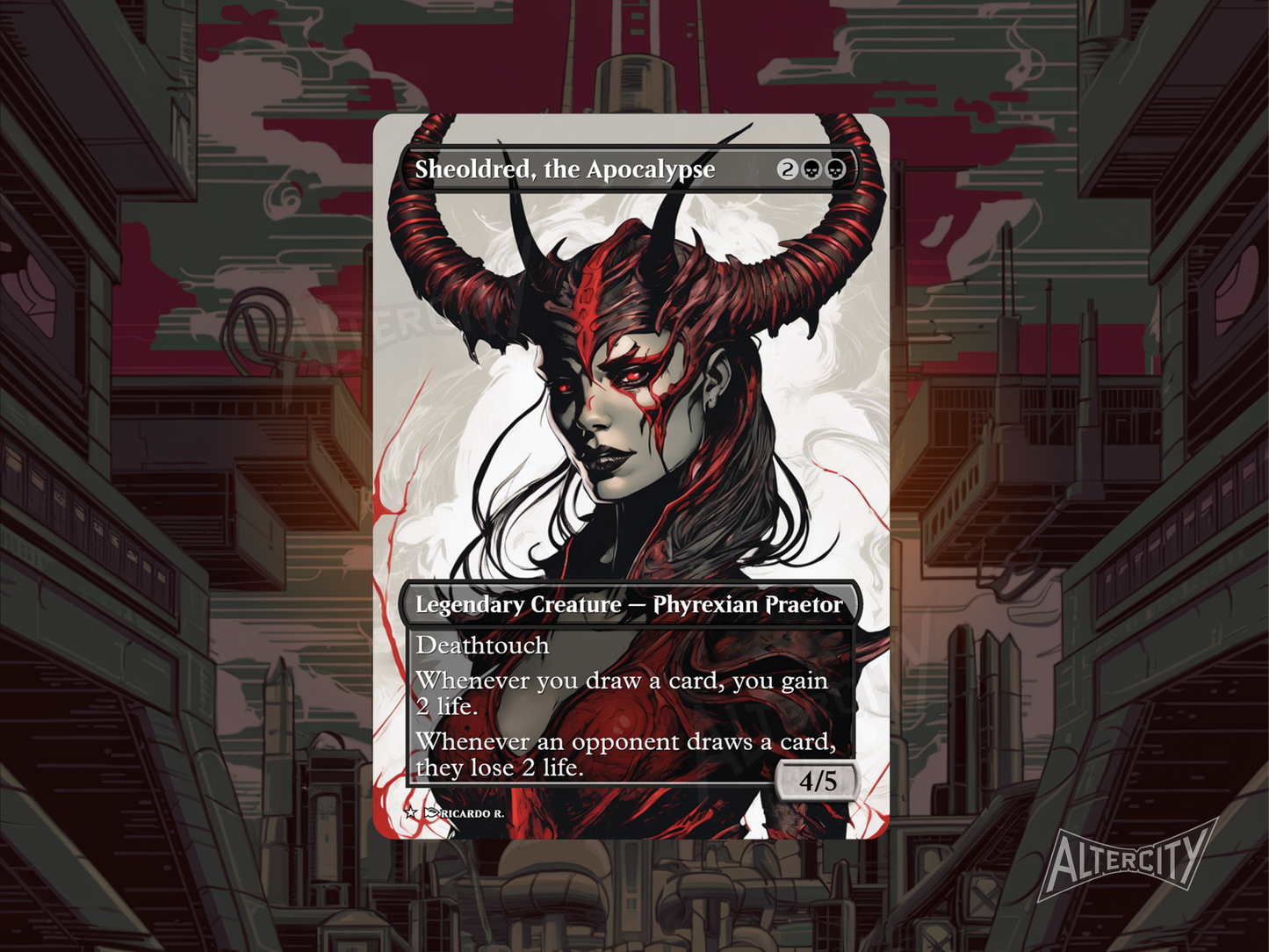 Sheoldred, the Apocalypse (v2) - MTG Custom Cards , Commander alternate art - Magic MTG Alters Full Art