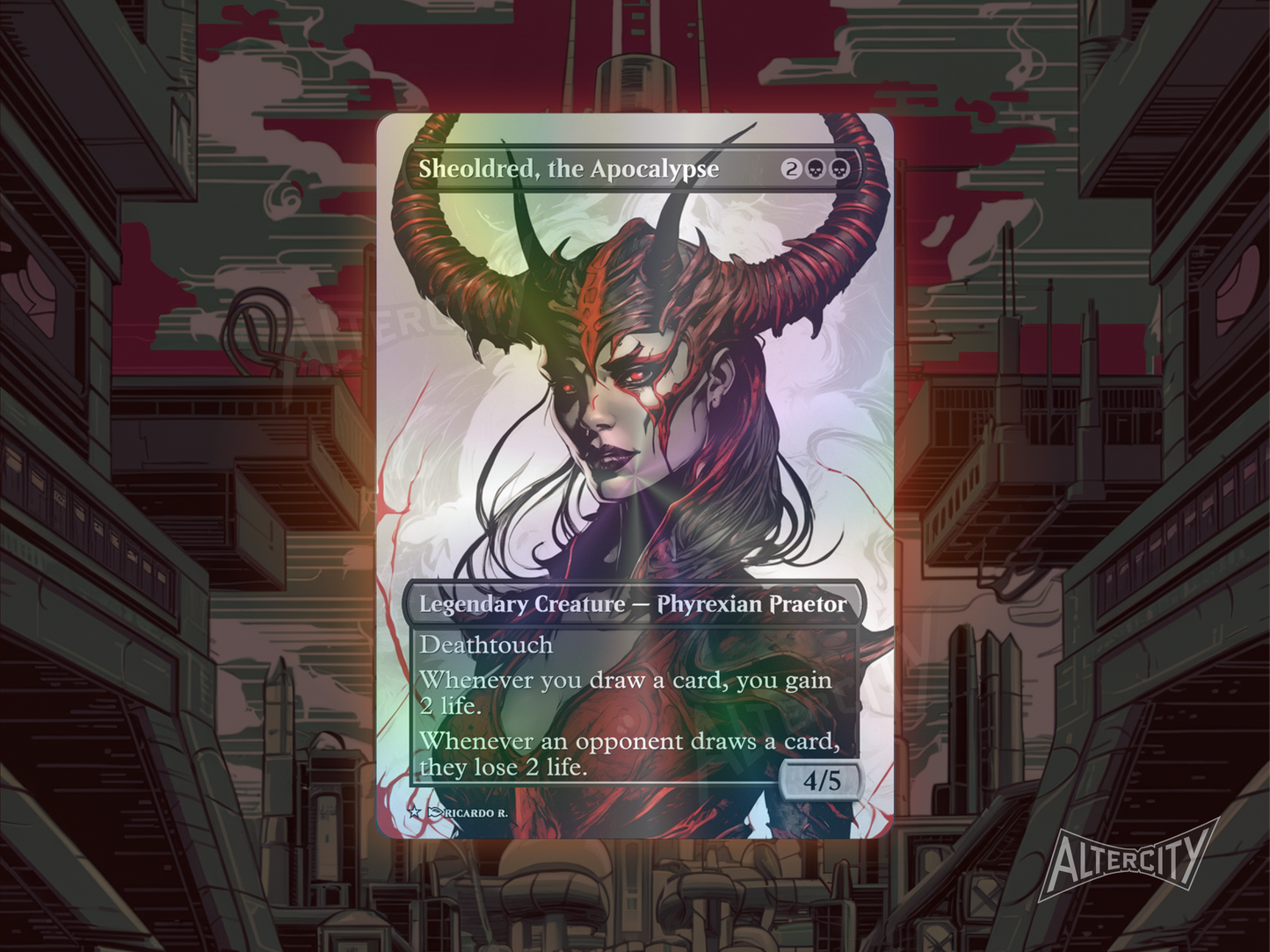 Sheoldred, the Apocalypse (v2) - MTG Custom Cards , Commander alternate art - Magic MTG Alters Full Art