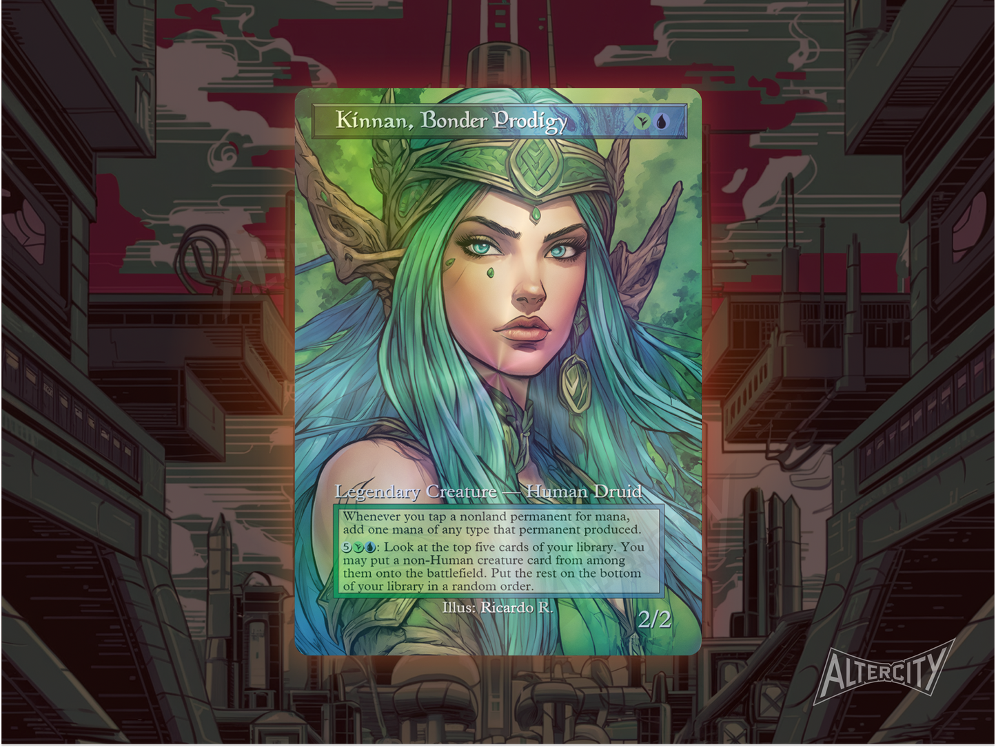 Kinnan, Bonder Prodigy (v2) - MTG Custom Cards , Commander alternate art - Magic MTG Alters Full Art