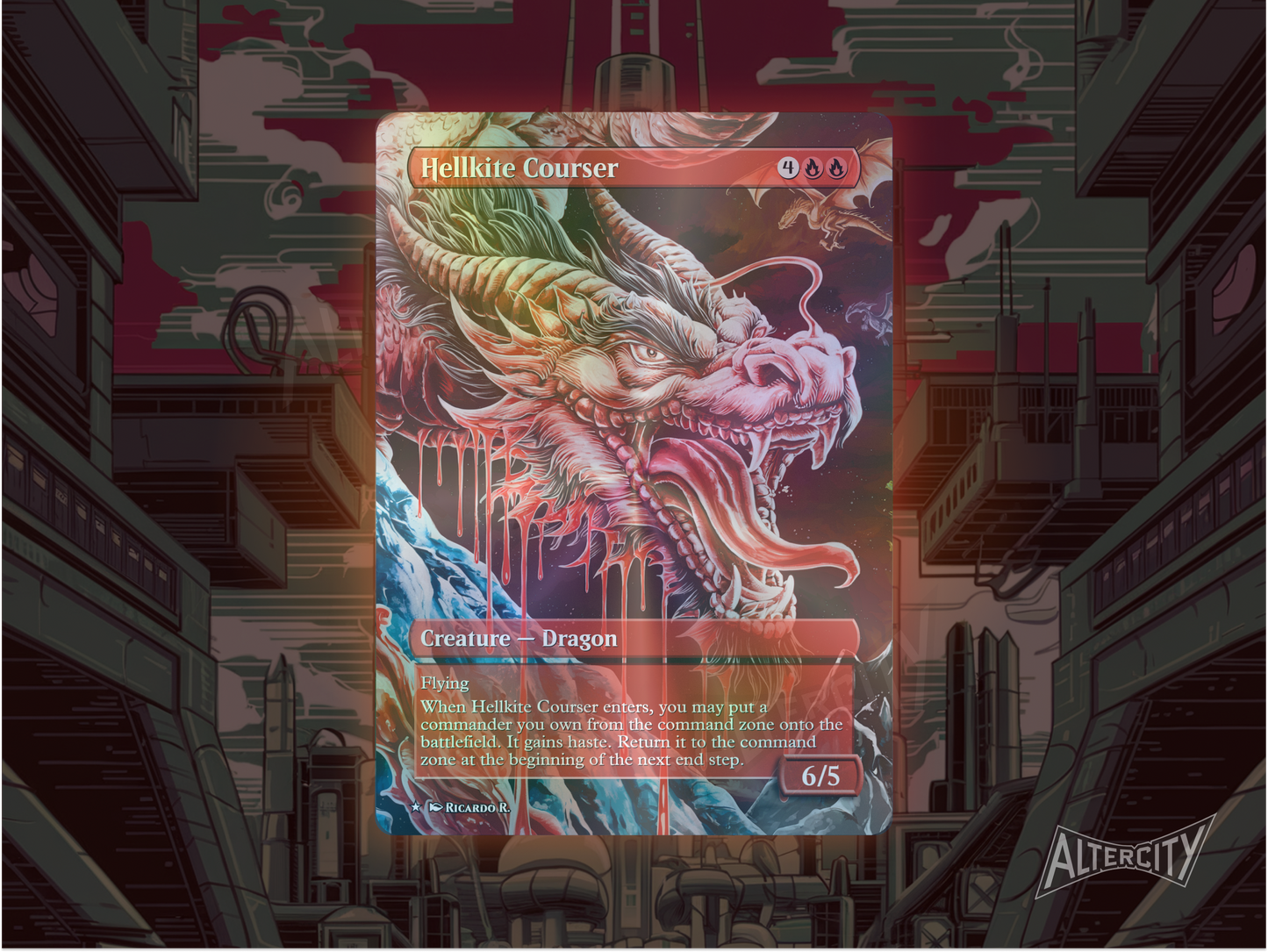 Hellkite Courser - Full Art Borderless - MTG Custom Cards, Commander, Edh and Cedh High Quality Alters