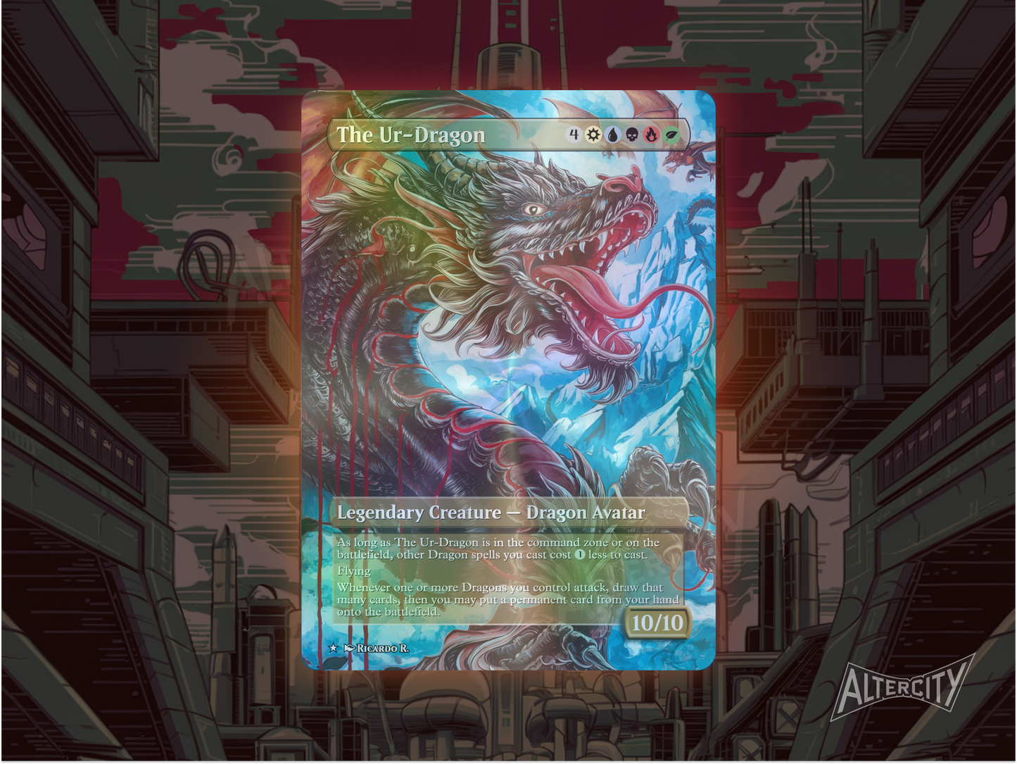 The Ur-Dragon (v4) - Full Art Borderless - MTG Custom Cards, Commander, Edh and Cedh High Quality Alters