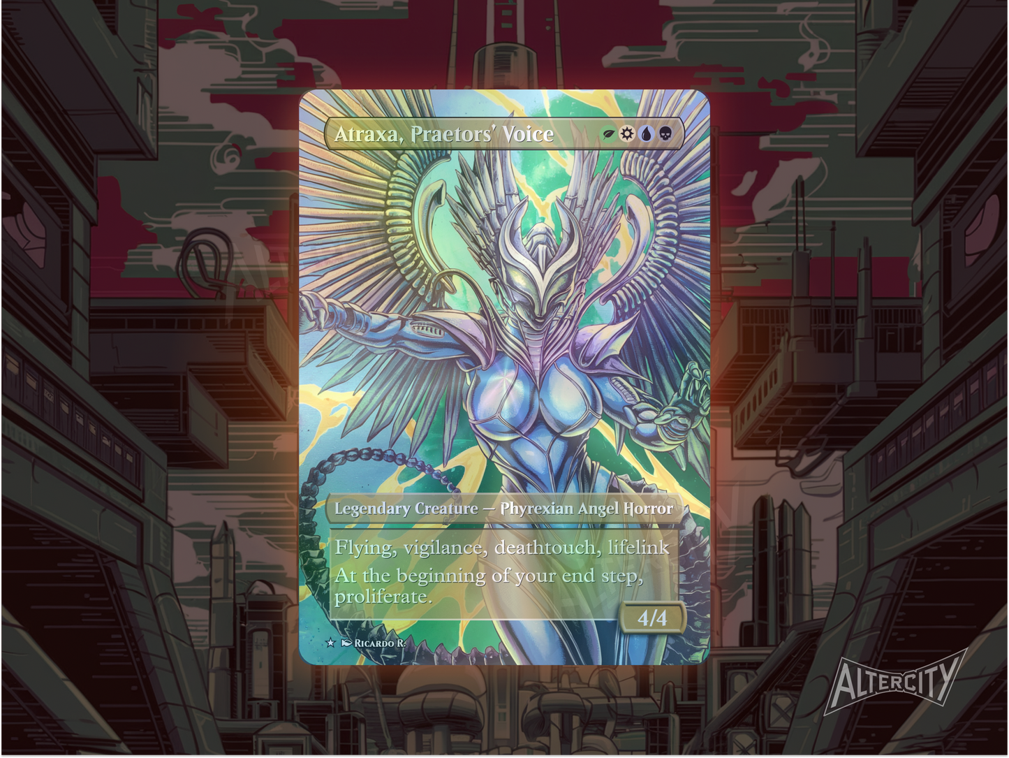 Atraxa, Praetors' Voice (v2) - Full Art Borderless - MTG Custom Cards, Commander, Edh and Cedh High Quality Alters