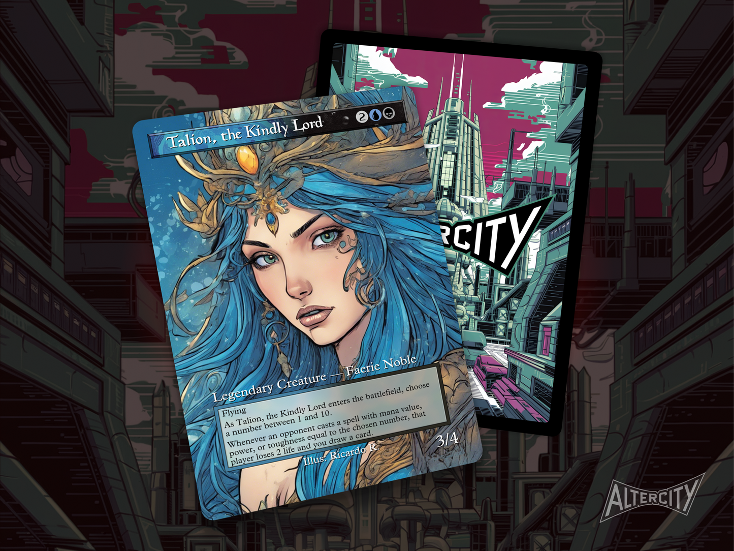 High-quality Magic proxy of Talion, the Kindly Lord featuring heroic altered artwork and token generation.
