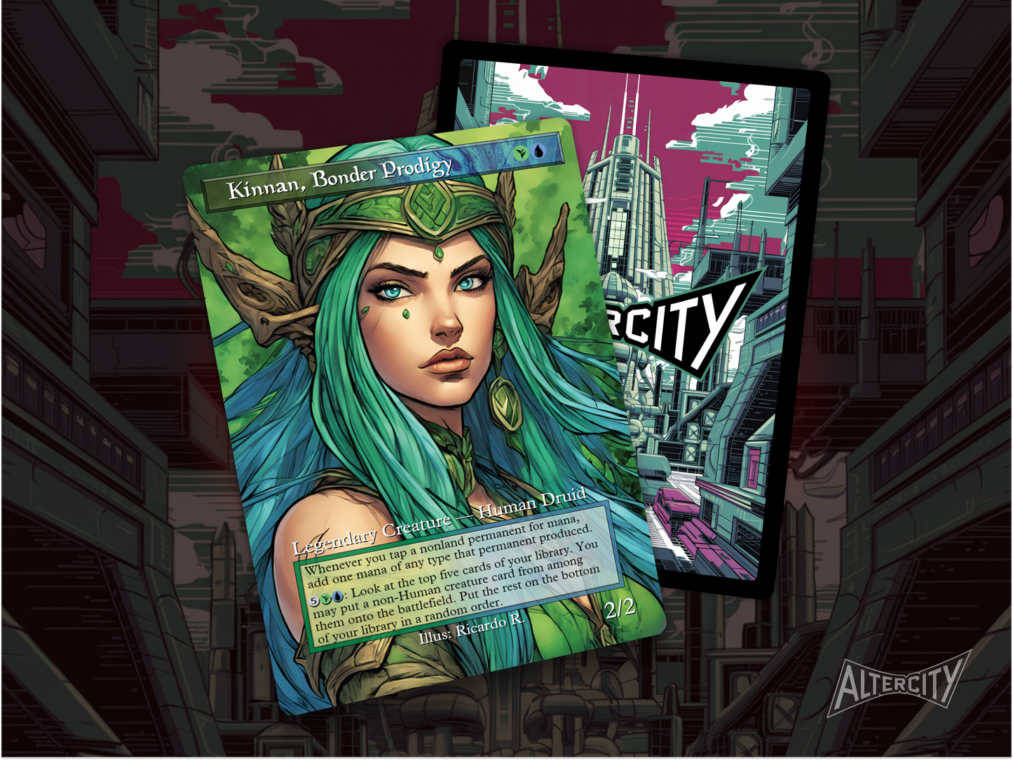 Kinnan, Bonder Prodigy (v2) - MTG Custom Cards , Commander alternate art - Magic MTG Alters Full Art