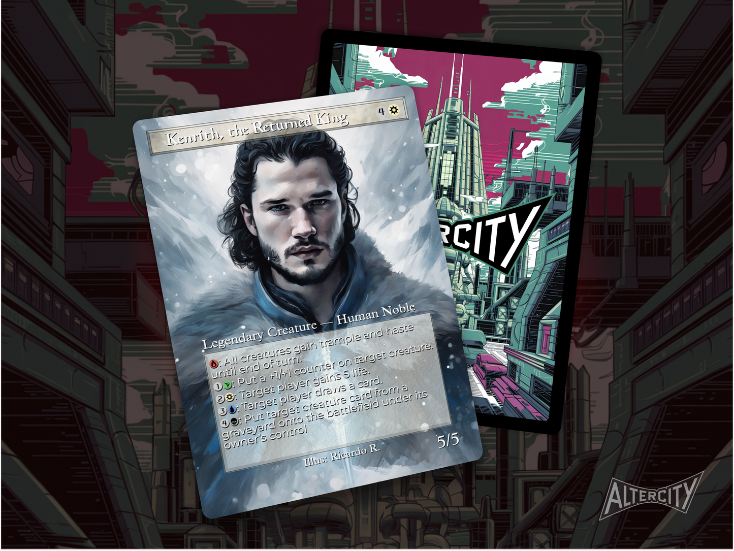 High-resolution Magic proxy of Kenrith, the Returned King with a heroic altered design.
