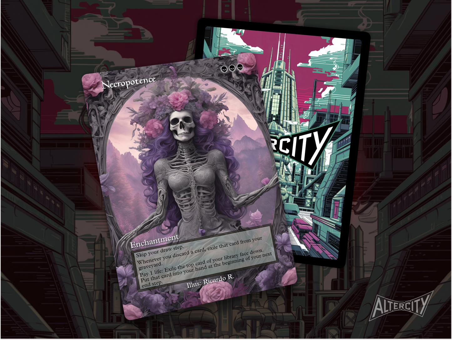 High-resolution Magic proxy of Necropotence for life-as-resource EDH decks.