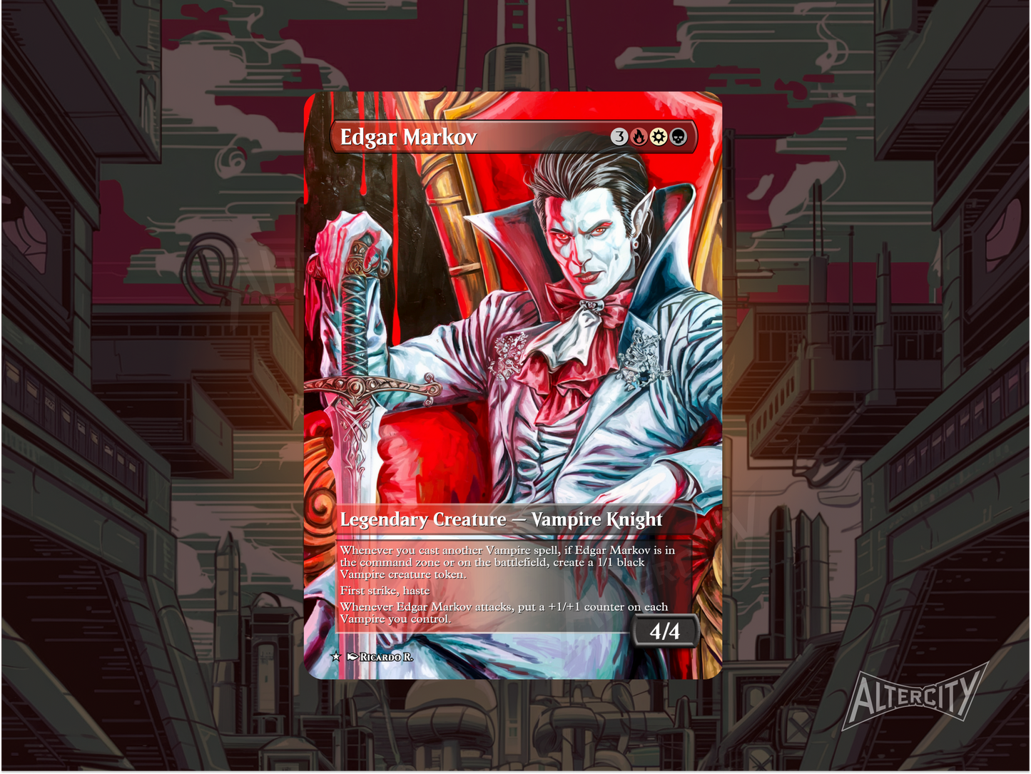 Custom Edgar Markov MTG proxy with gothic vampire lord artwork.