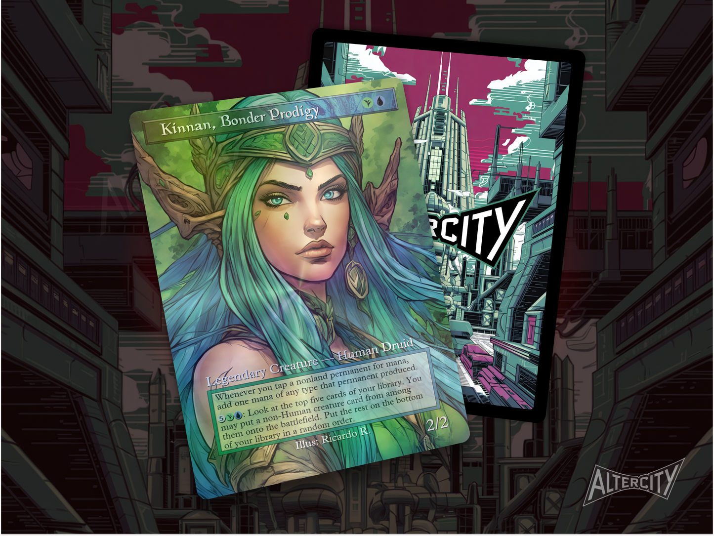 Kinnan, Bonder Prodigy (v2) - MTG Custom Cards , Commander alternate art - Magic MTG Alters Full Art