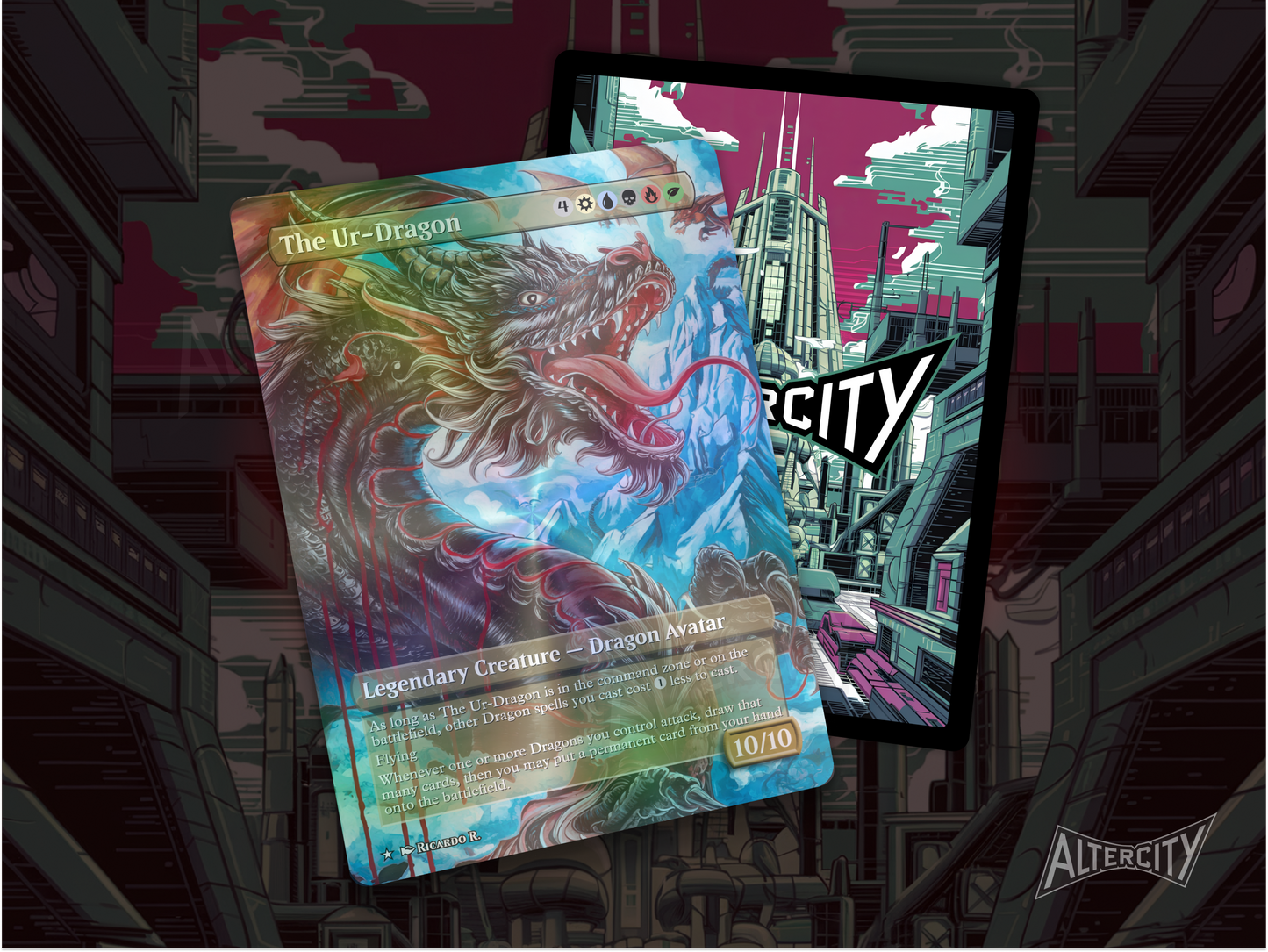 The Ur-Dragon (v4) - Full Art Borderless - MTG Custom Cards, Commander, Edh and Cedh High Quality Alters