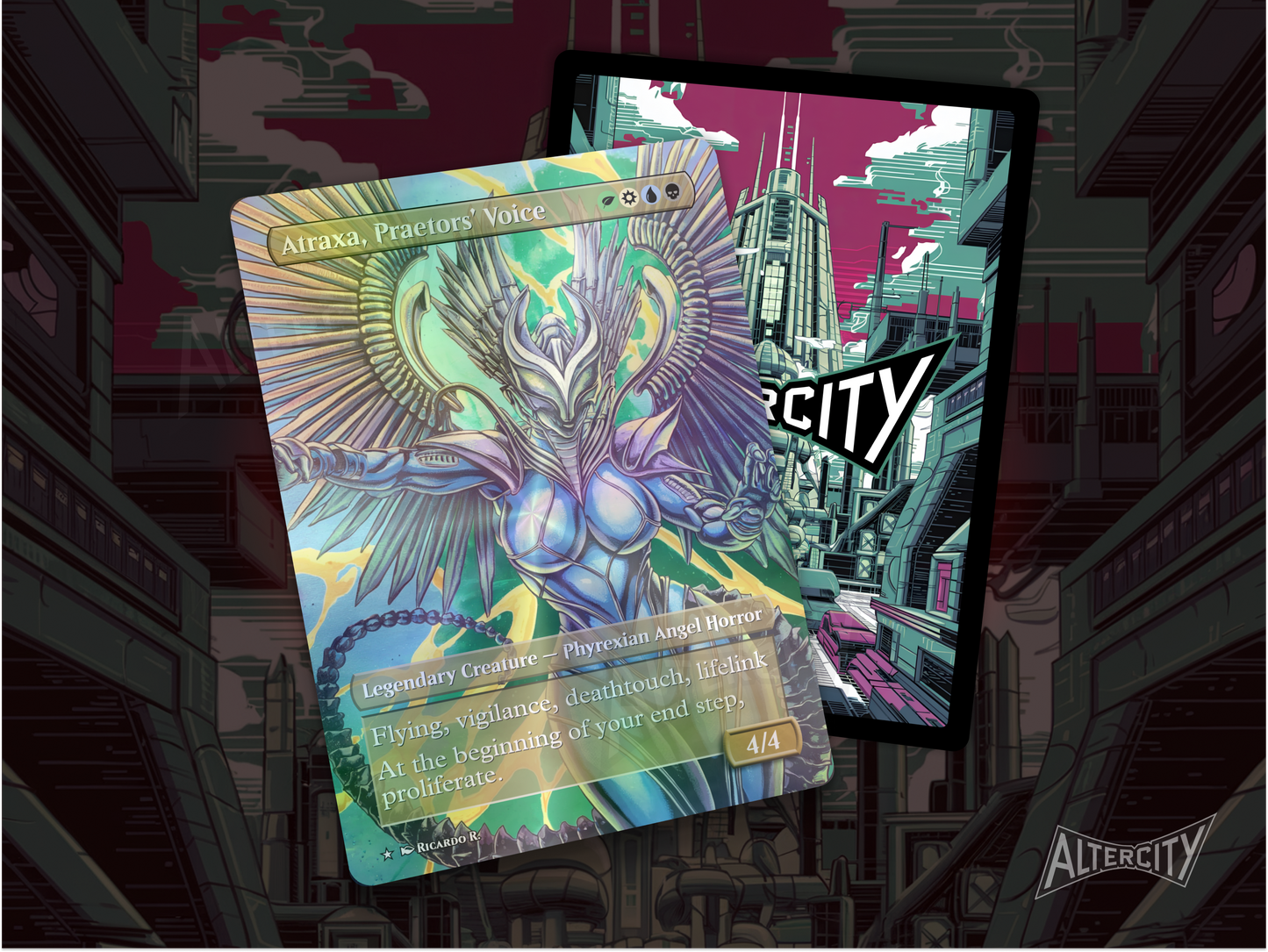 Atraxa, Praetors' Voice (v2) - Full Art Borderless - MTG Custom Cards, Commander, Edh and Cedh High Quality Alters