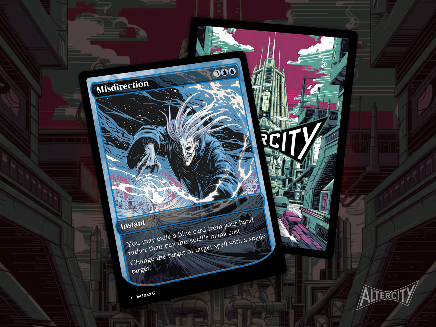 High-quality Magic proxy of Misdirection featuring altered artwork and control synergy.