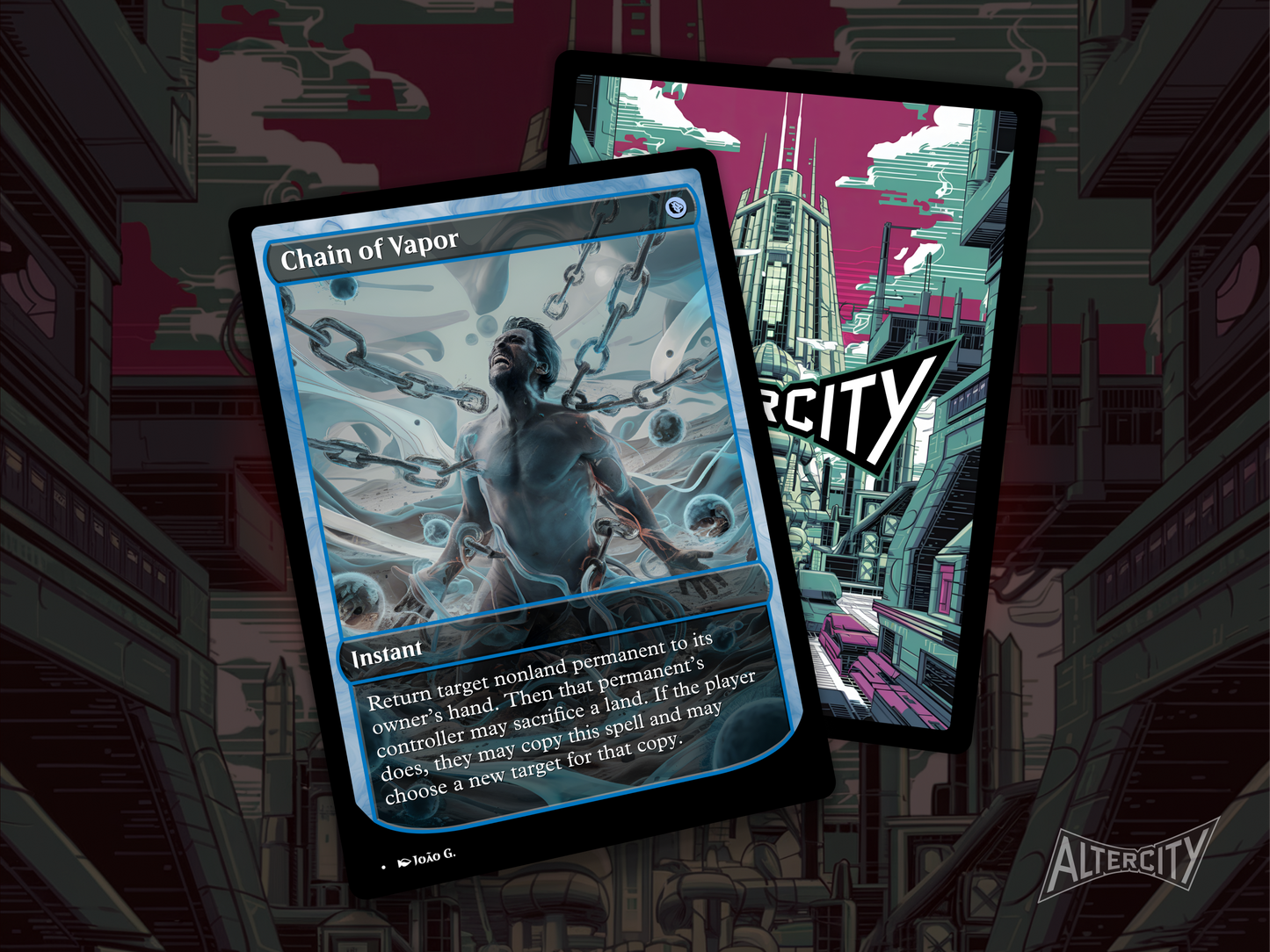 Premium Magic proxy of Chain of Vapor featuring vapor-themed altered artwork for Commander decks.