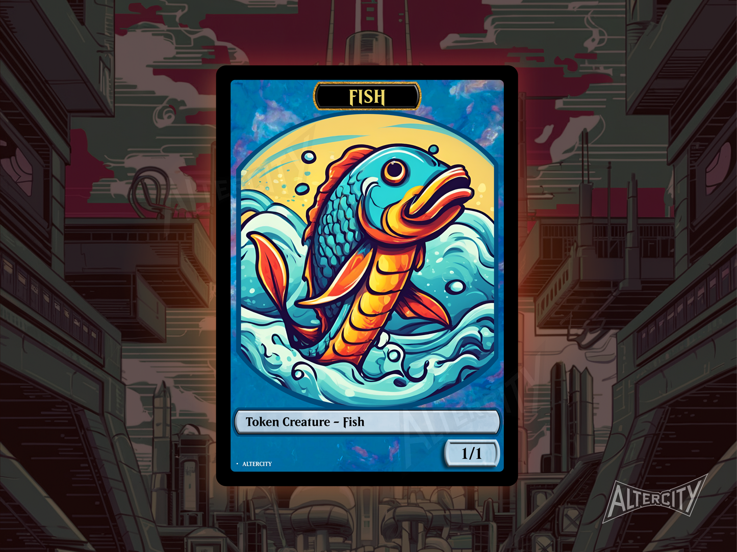 Fish 1/1 Token - Double Sided Token - MTG Custom Cards, Commander, EDH and CEDH High Quality Tokens
