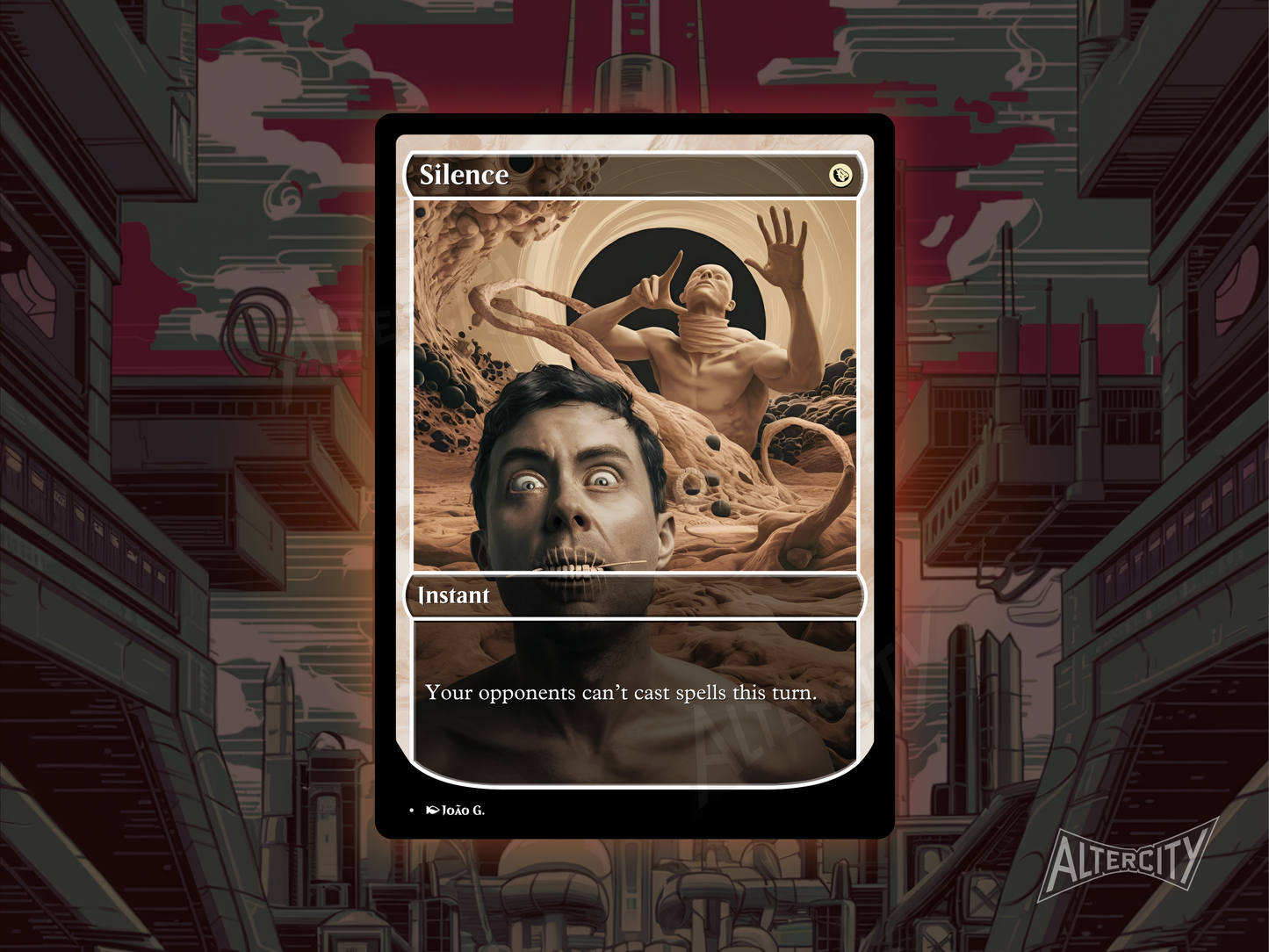 Custom Silence Magic proxy card with elegant full-art design for white control decks.