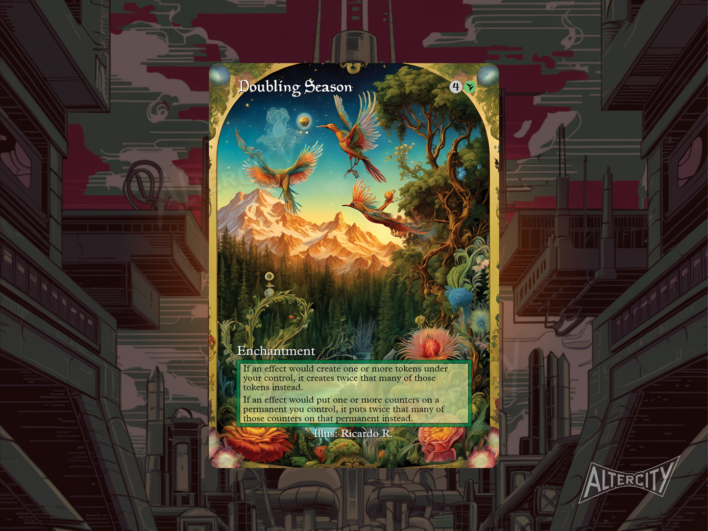 Custom Doubling Season Magic proxy card with bold full-art design for counter and token decks.
