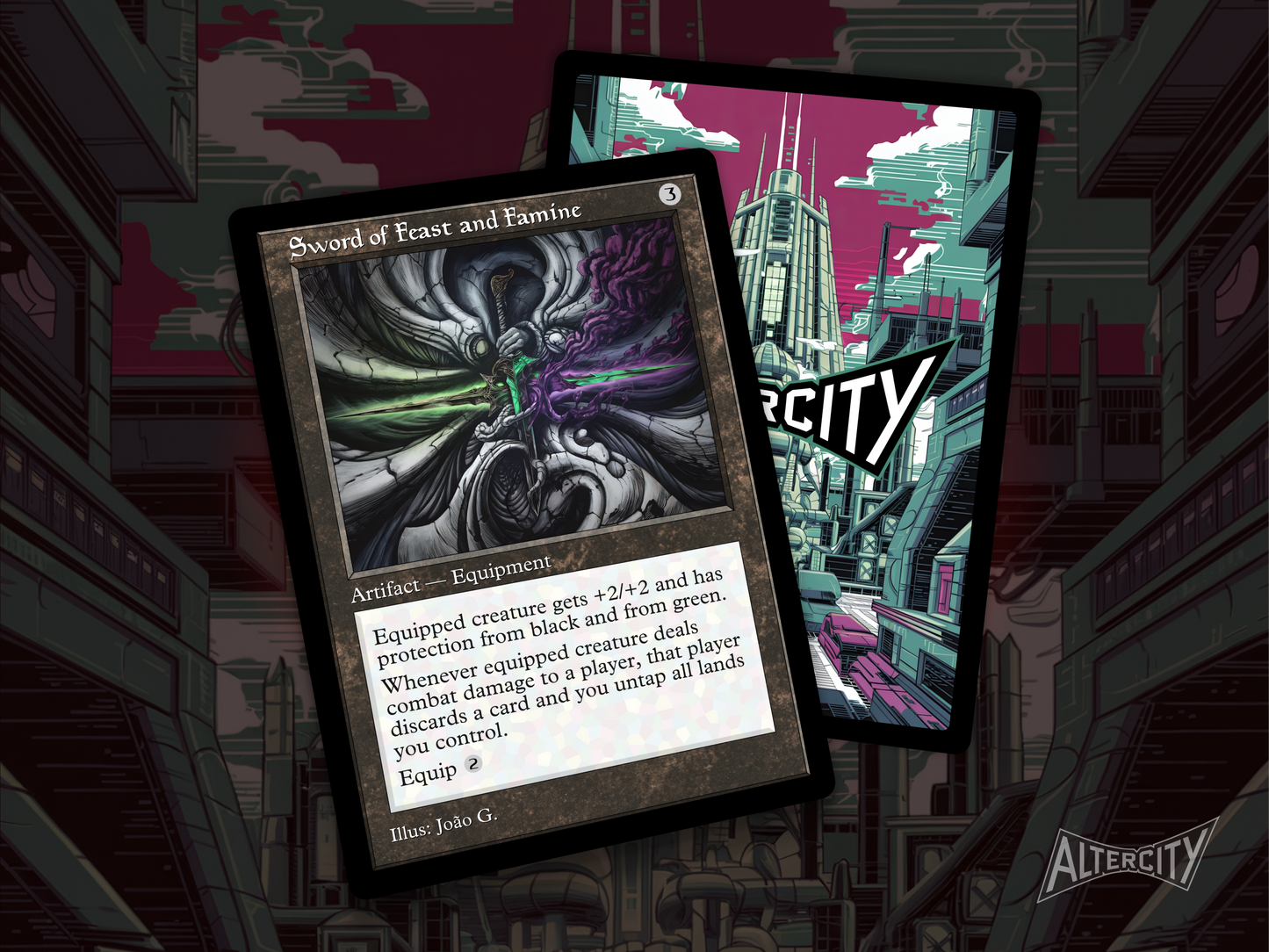 Premium MTG proxy card of Sword of Feast and Famine featuring full-art design and sharp visuals.