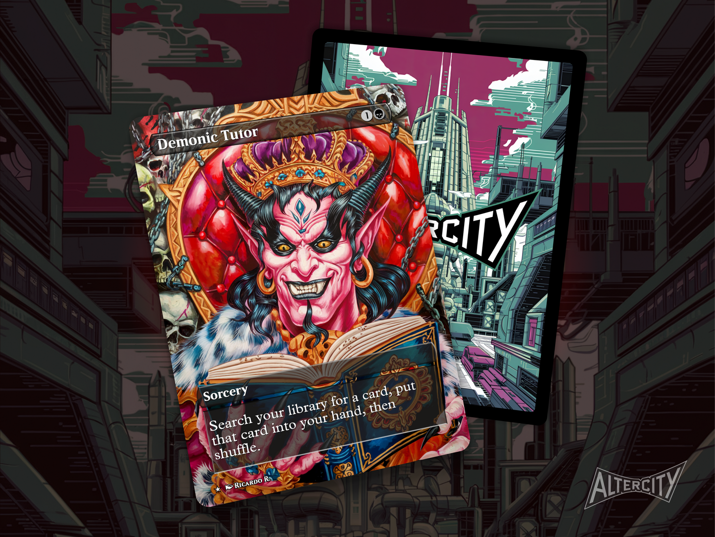 Demonic Tutor (v2) - MTG Custom Cards, Commander alternate art - Magic MTG Alters Full Art