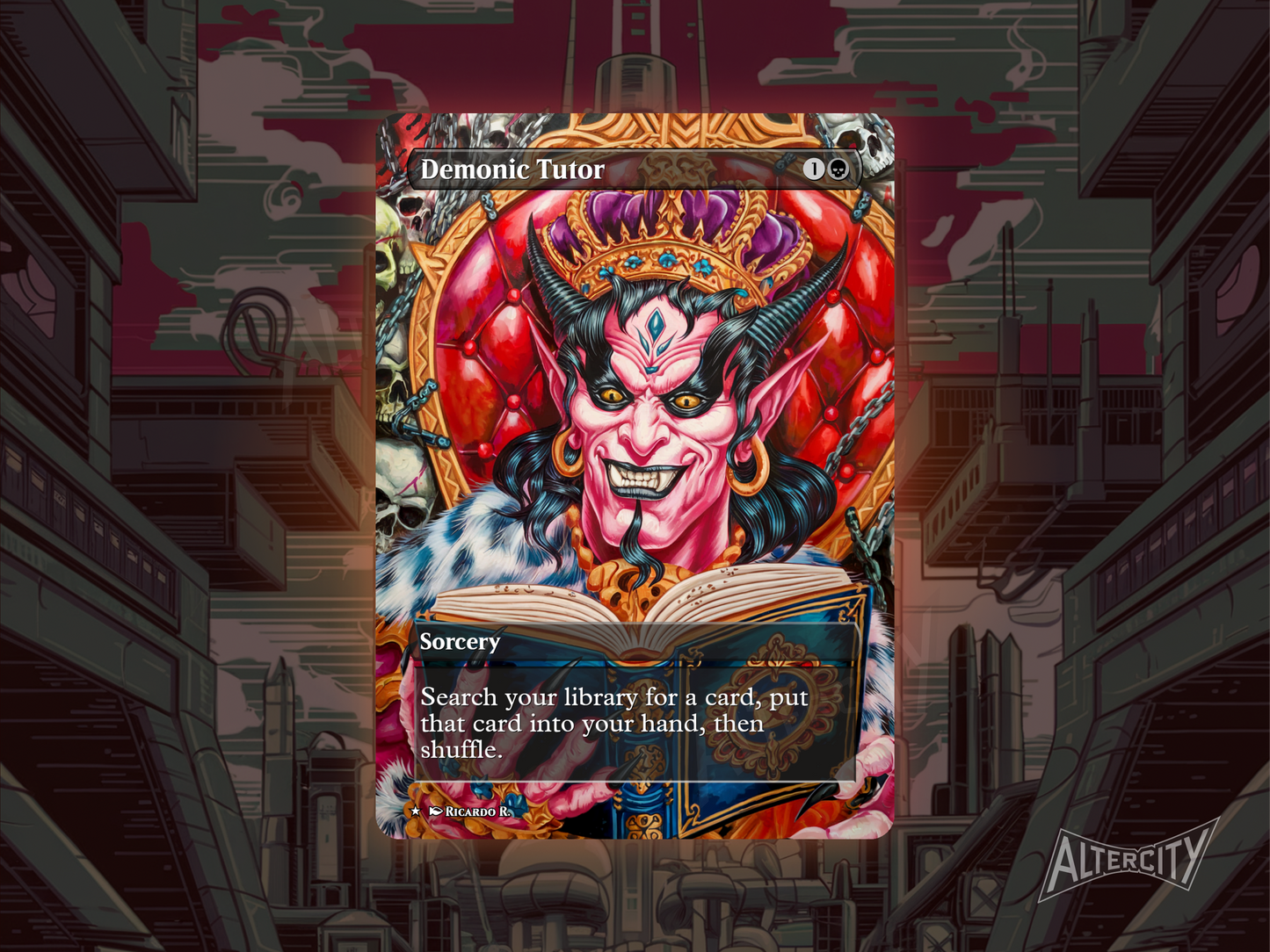 Demonic Tutor (v2) - MTG Custom Cards, Commander alternate art - Magic MTG Alters Full Art