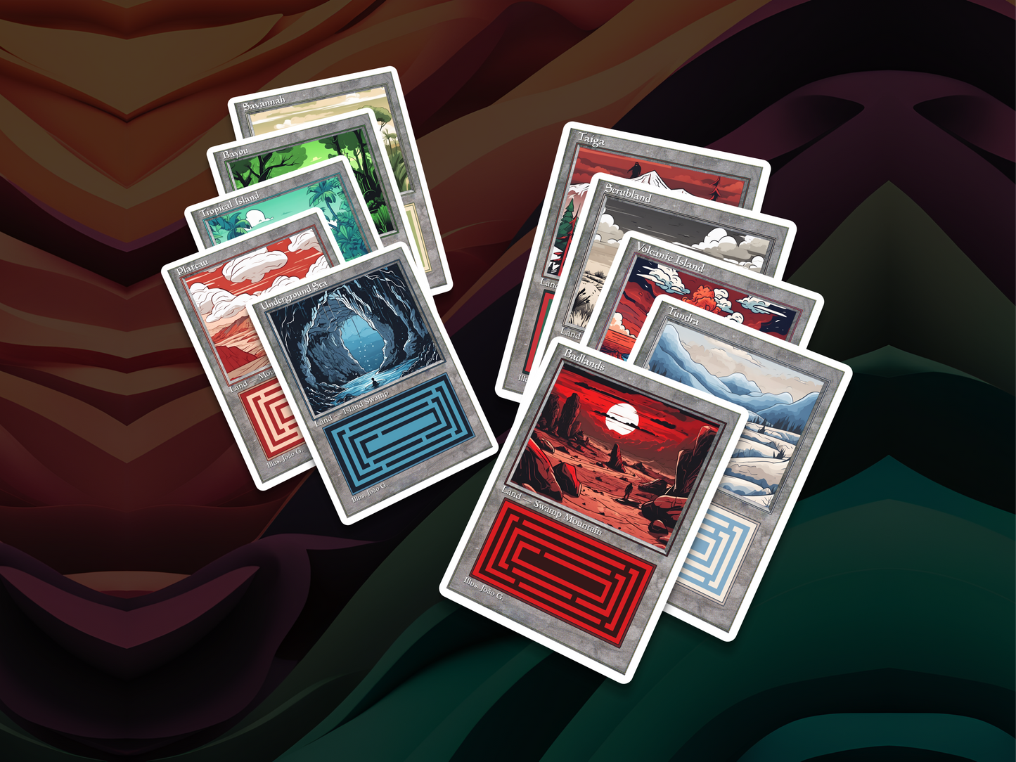 Dual Lands Bundle (v1) - MTG Custom Cards, Commander, Edh and Cedh High Quality Altered Proxies - Old School Retro Frame (63mmx88mm)