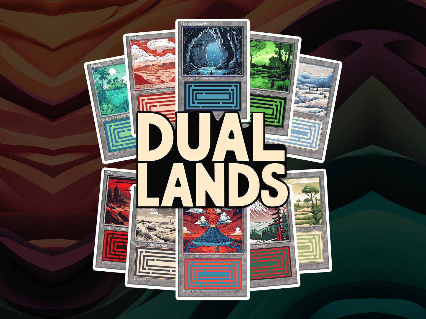 Dual Lands Bundle (v1) - MTG Custom Cards, Commander, Edh and Cedh High Quality Altered Proxies - Old School Retro Frame (63mmx88mm)