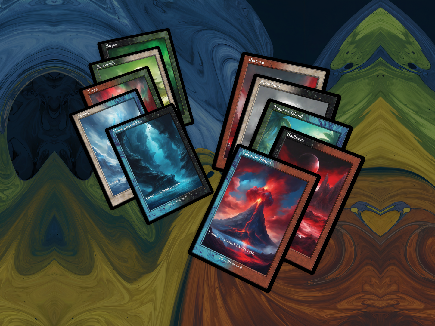 Dual Lands Bundle (v2) - MTG Custom Cards, Commander, Edh and Cedh High Quality Altered Proxies - Old School Retro Frame (63mmx88mm)